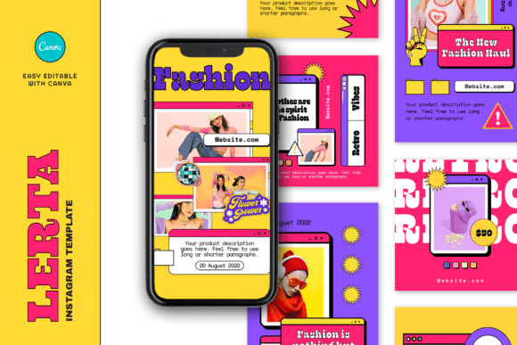 Lerta Retro Fashion Instagram Template Graphics