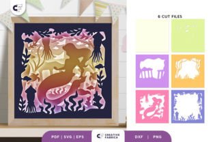 Mermaid Life 3D Shadow Box Paper Cut SVG · Creative Fabrica