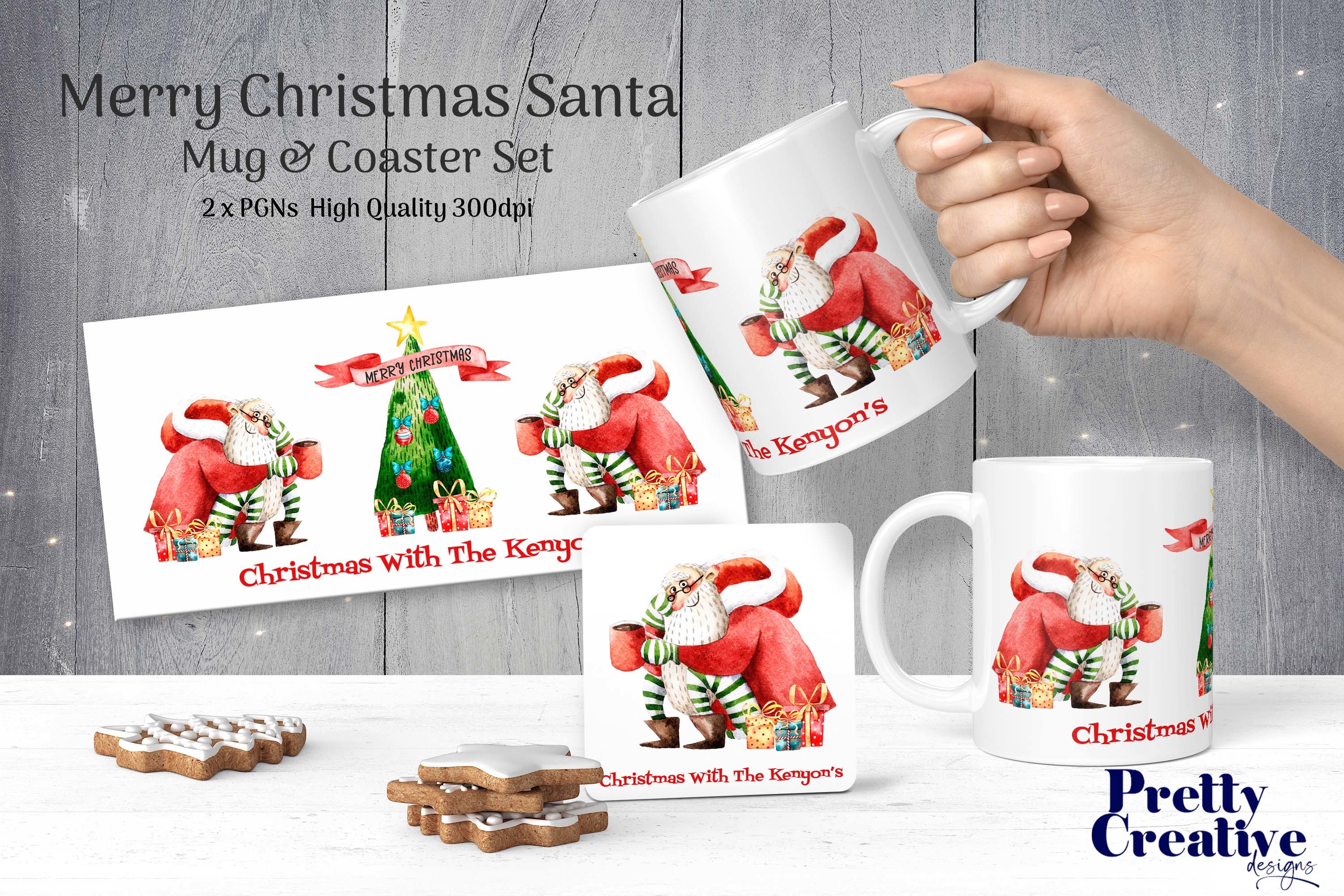 Merry Christmas Santa Mug Wrap & Coaster Graphic by Pretty Creative ...