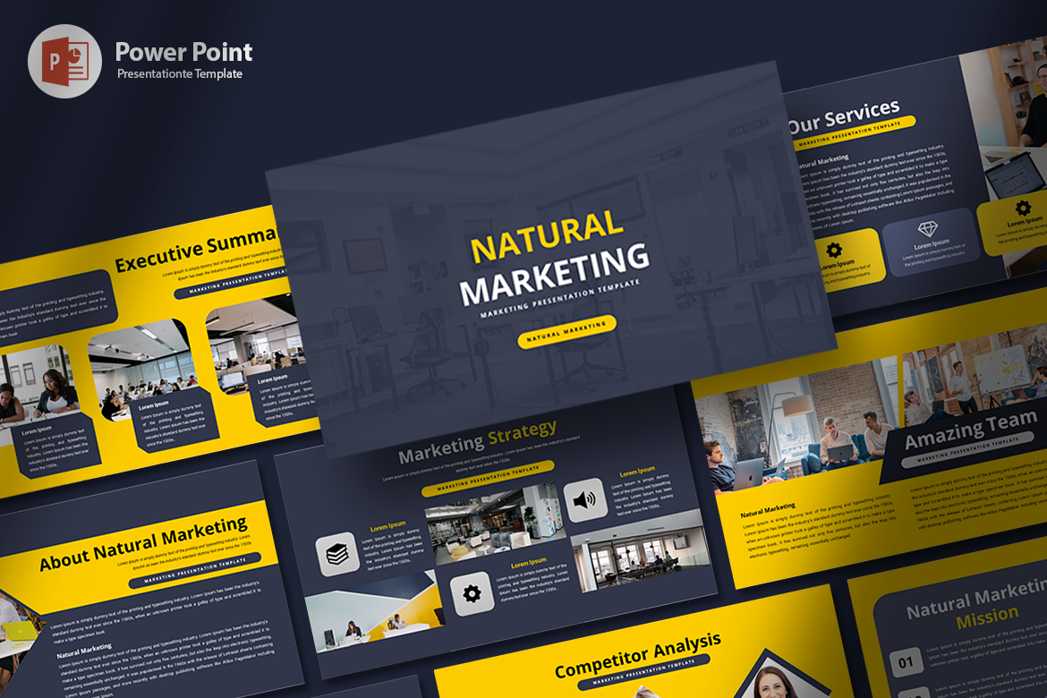 Plantilla de PowerPoint de marketing natural