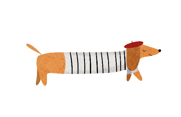 Dachshund Wearing a French Beret, Watercolor SVG Cut file by  display picture 1
