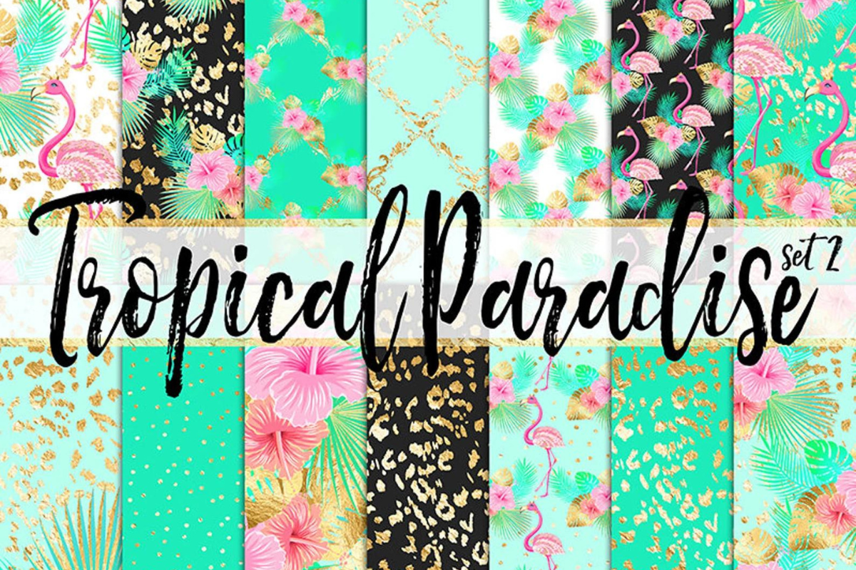 Tropical Digital Paper - Summer Flamingo Graphic by ItGirlDigital ...