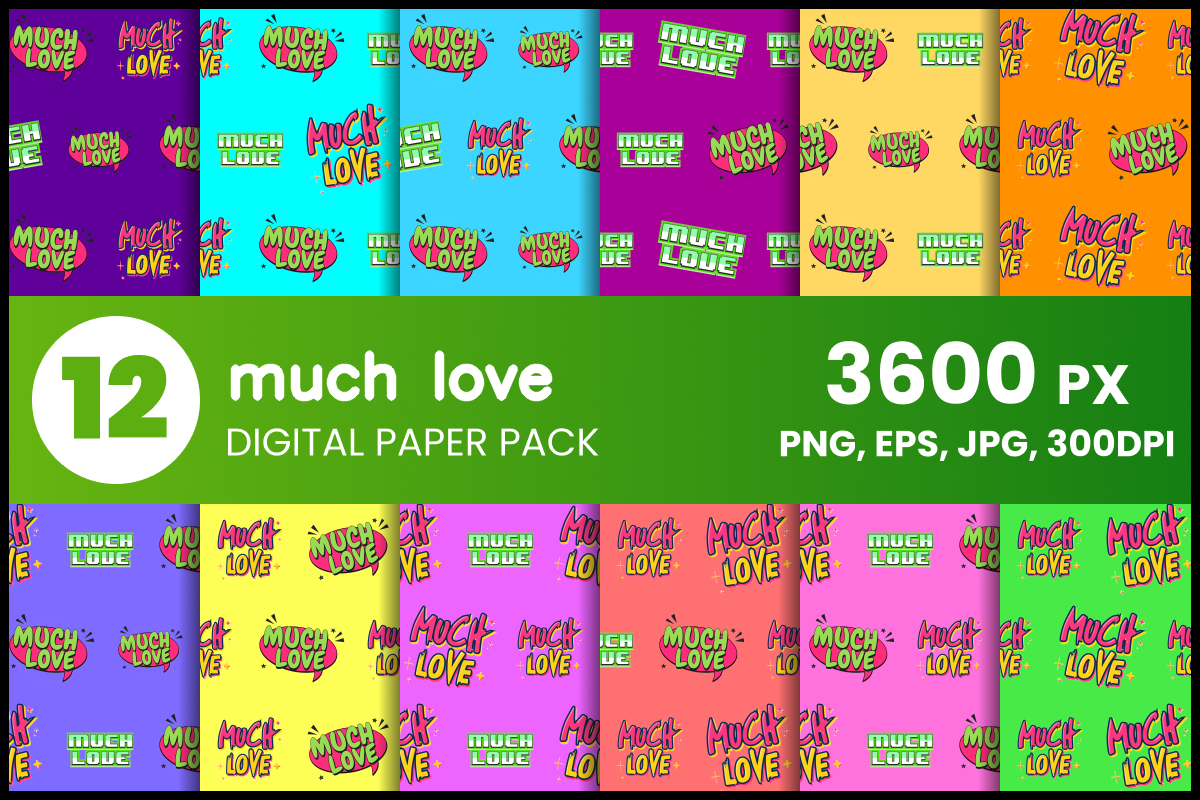 Much Love Digital Paper Set Graphic by fromporto · Creative Fabrica