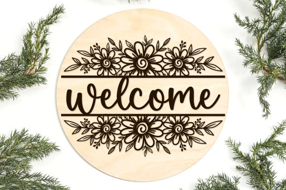 Welcome round sign svg