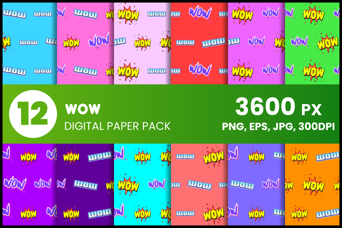 Wow Digital Paper Set Graphic by fromporto · Creative Fabrica