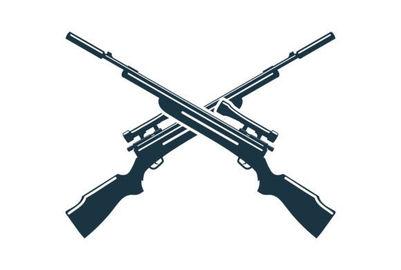 Crossed Guns Badge Emblem Label for Wild