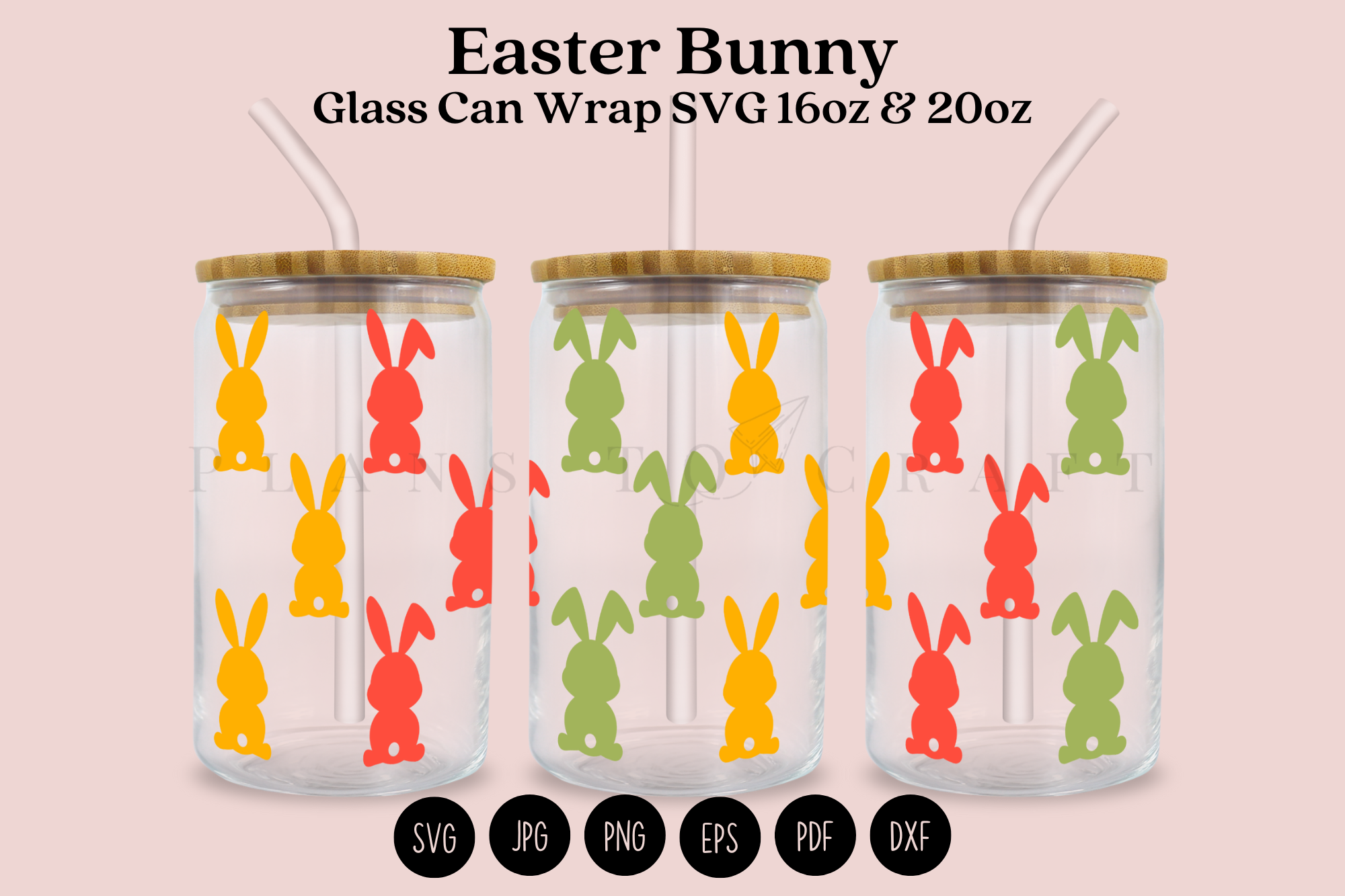 Easter Bunny Libbey Glass Can Wrap SVG Graphic by planstocraft ...