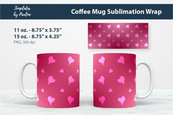 Magenta Wedding Heart Coffee Mug Wrap Graphics