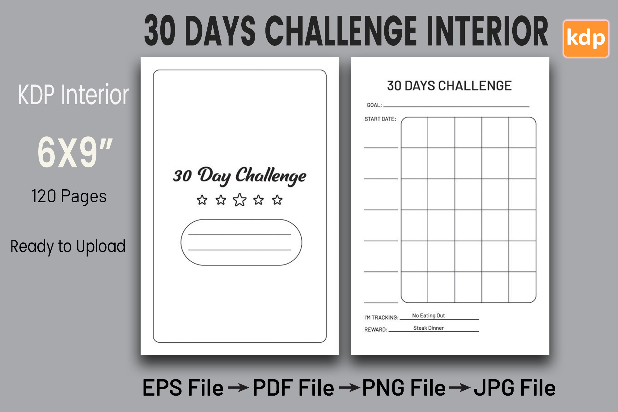 30 Days Challenge Tracker | KDP Interio Graphic by Interior Art ...