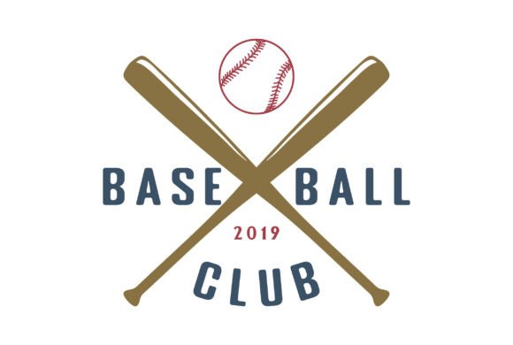 Crossed Wooden Baseball Stick Bat Logo