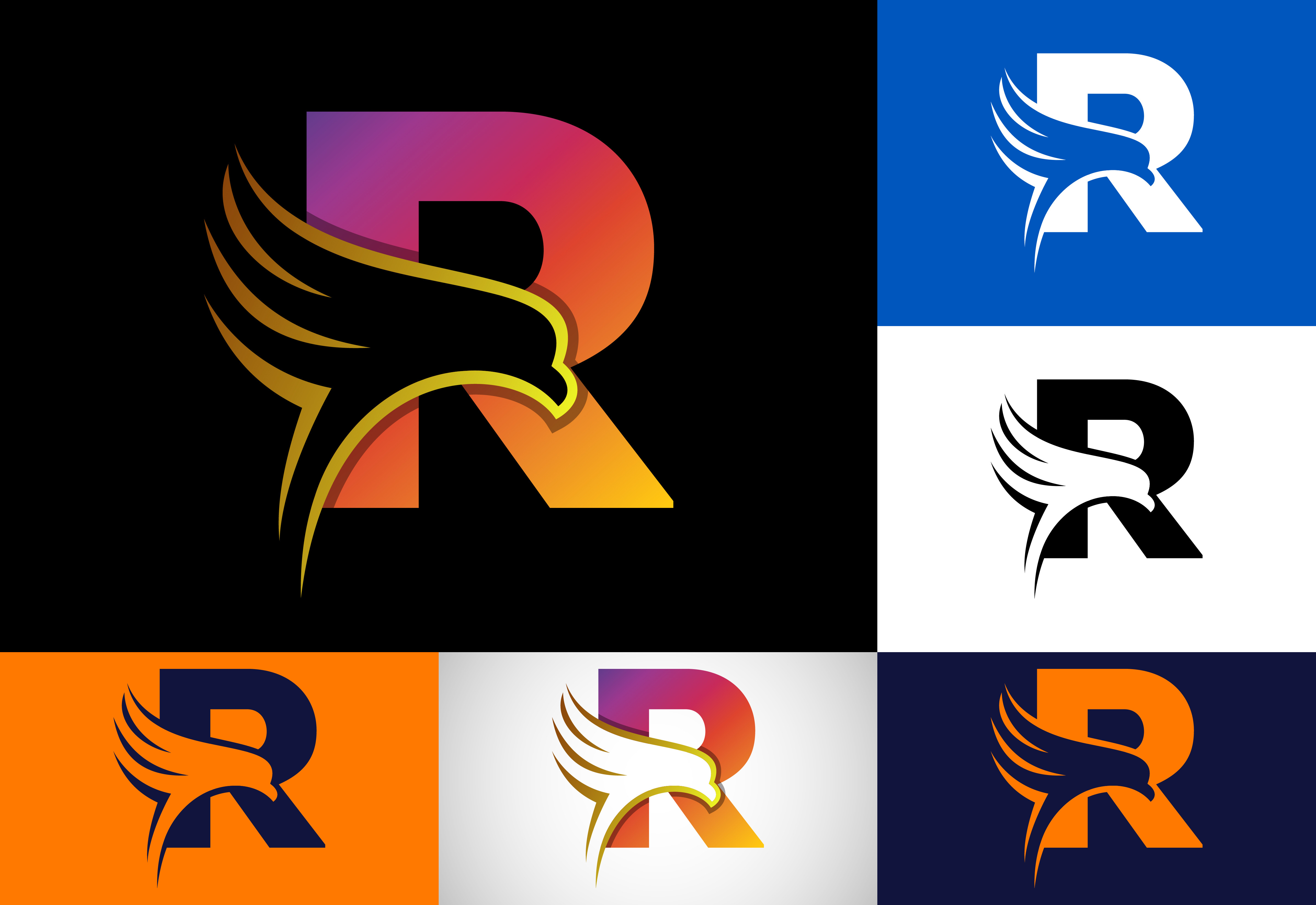Initial R Letter with Eagle Head Logo Graphic by makhondesign ...