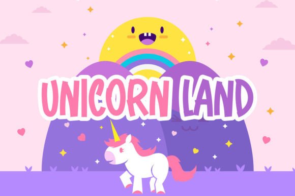 Retro Unicorn Font PNG with transparent background - Preview 1