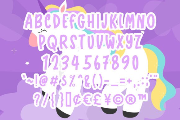 Retro Unicorn Font PNG with transparent background - Preview 3