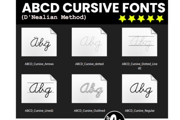Abcd Cursive Handwriting Tracing Bundle Font - Preview 1