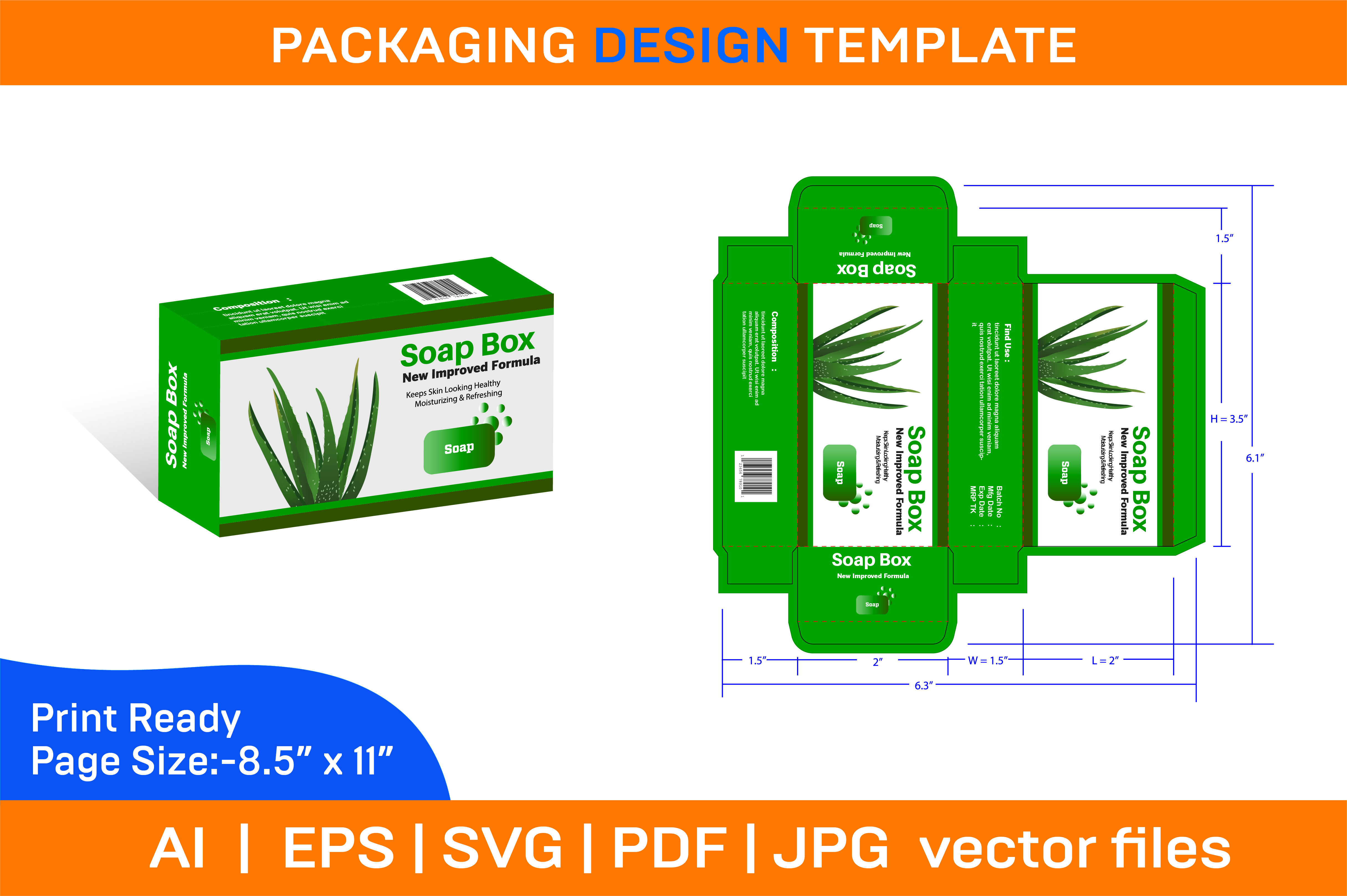 Aloe Vera Soap Box Packaging Design Temp Graphic by DesignConcept   Creative Fabrica