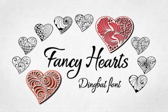 Heart Collection Font PNG with transparent background - Preview 2