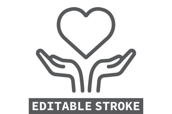 Heart in Open Hands Line Icon