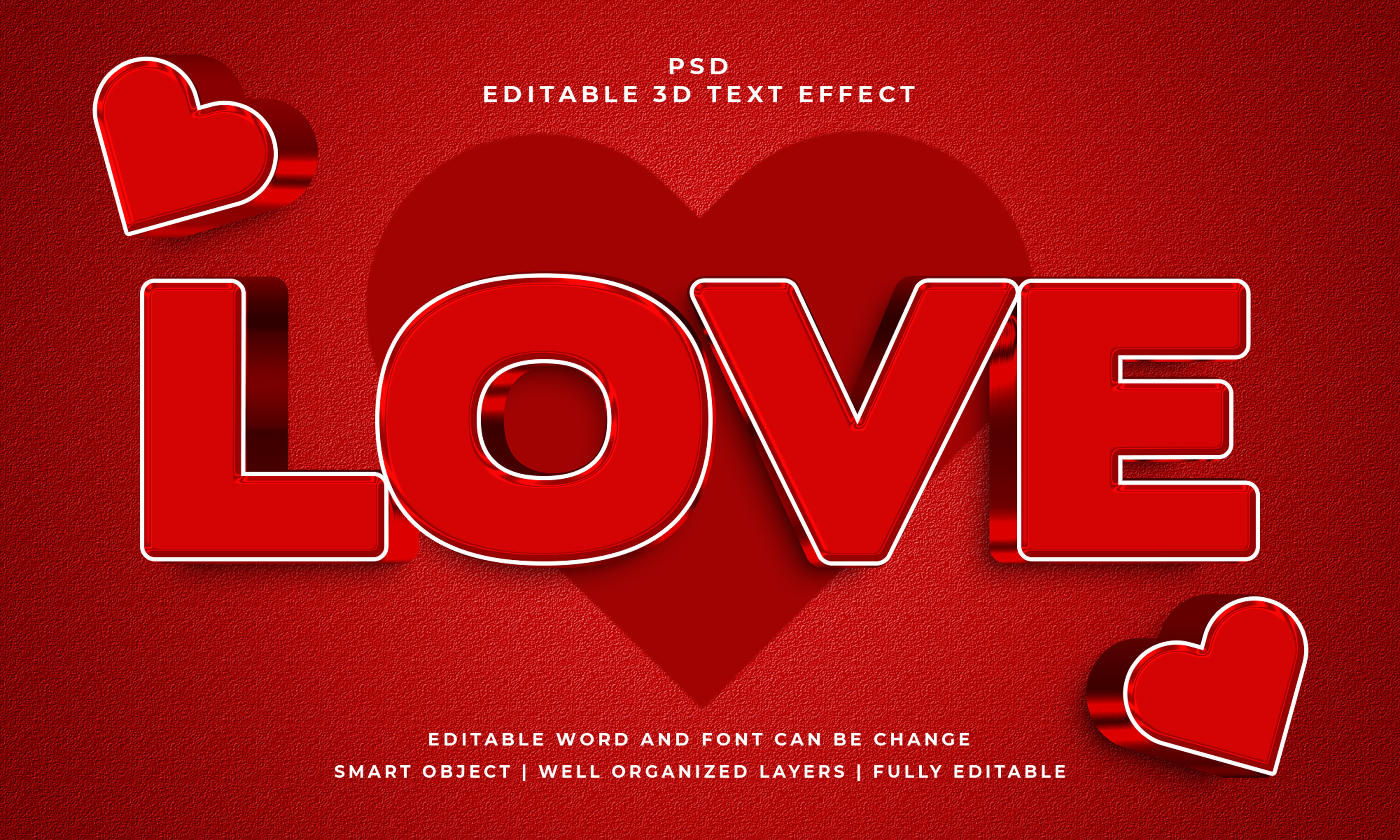 Love 3d Editable Psd Text Effect Graphic by mdnazirhossain · Creative ...