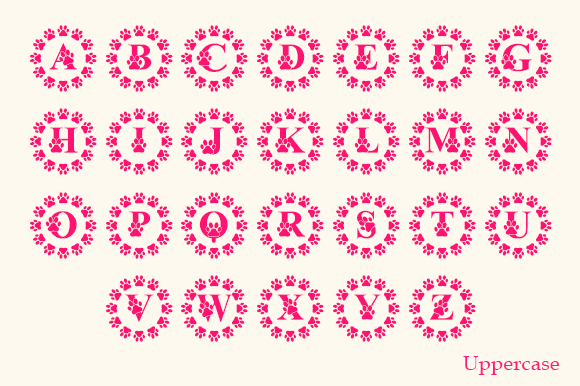 Paw Monogram Font PNG with transparent background - Preview 3