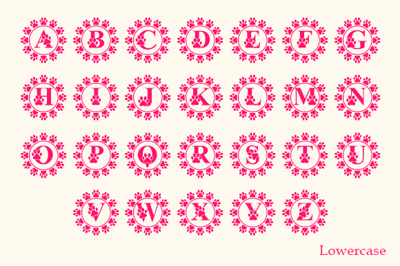 Paw Monogram Font PNG with transparent background - Preview 4