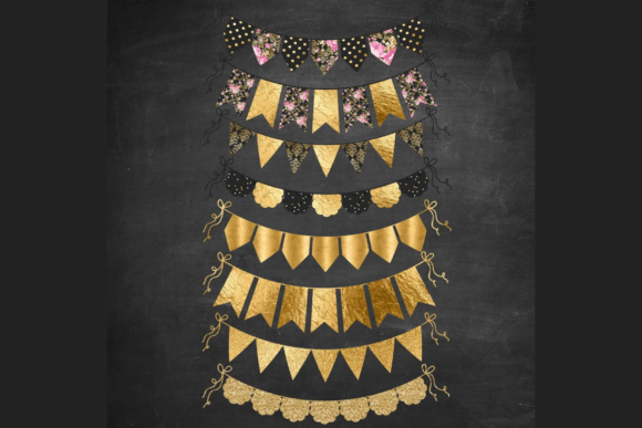 Black & Gold Bunting Banner