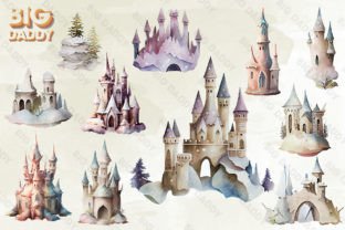 Fairy Castle Watercolor Clipart Graphic by Big Daddy · Creative Fabrica