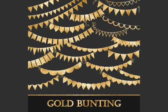 Gold Bunting Banner Digital Clipart