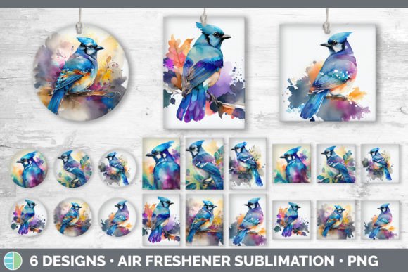 Rainbow Blue Jay Air Freshener | Sublima Graphic Illustrations By Enliven Designs
