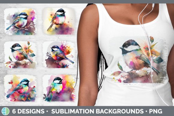 Rainbow Chickadee Distressed Sublimation Graphic Illustrations By Enliven Designs