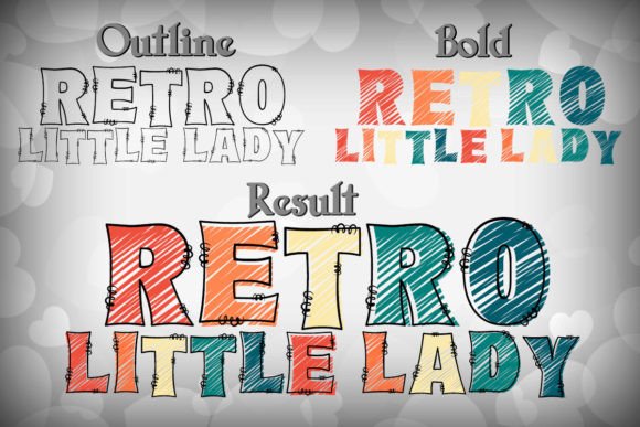 Retro Little Lady Font PNG with transparent background - Preview 1