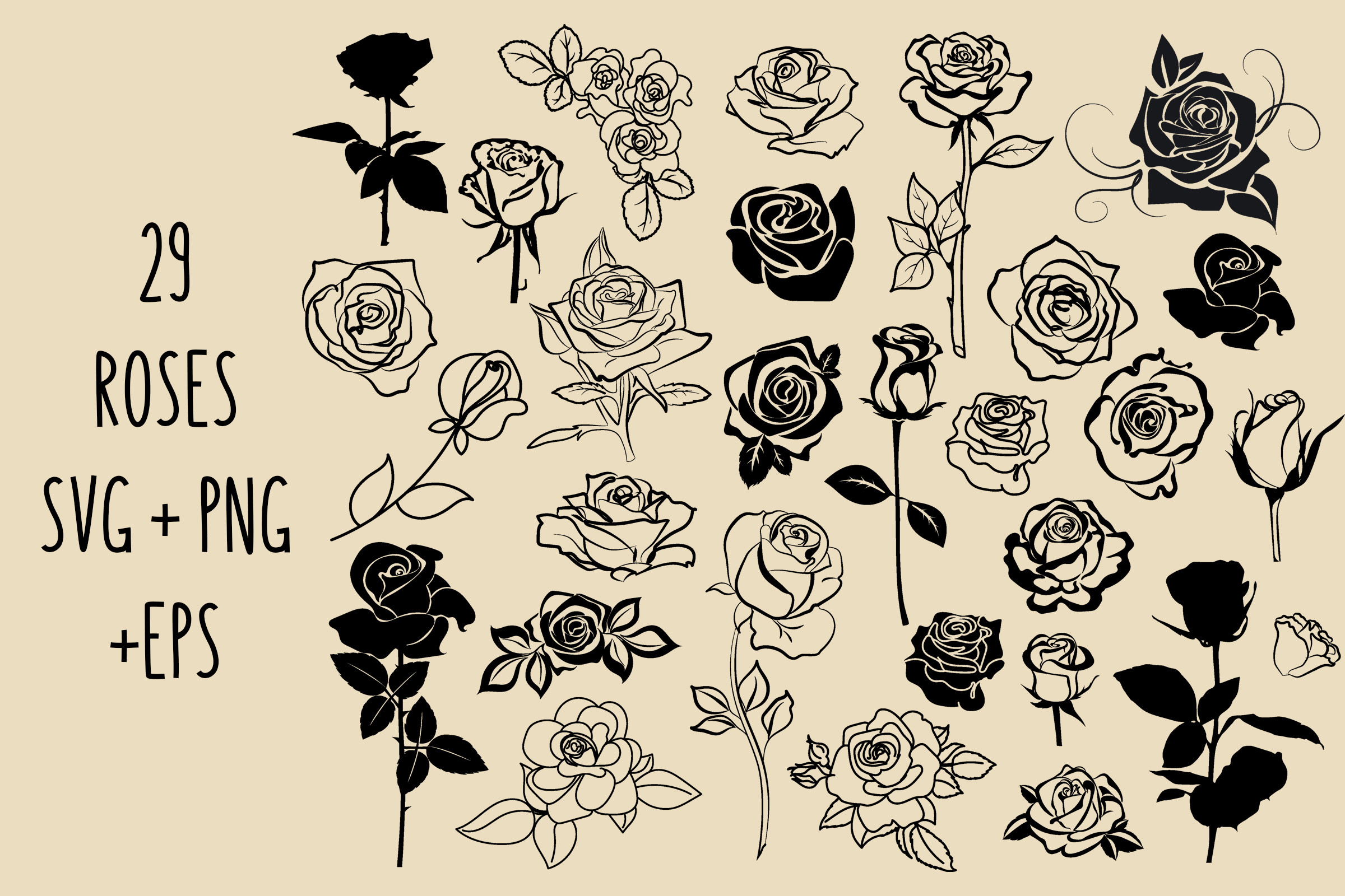 Roses Svg Outline Clipart Rose Art