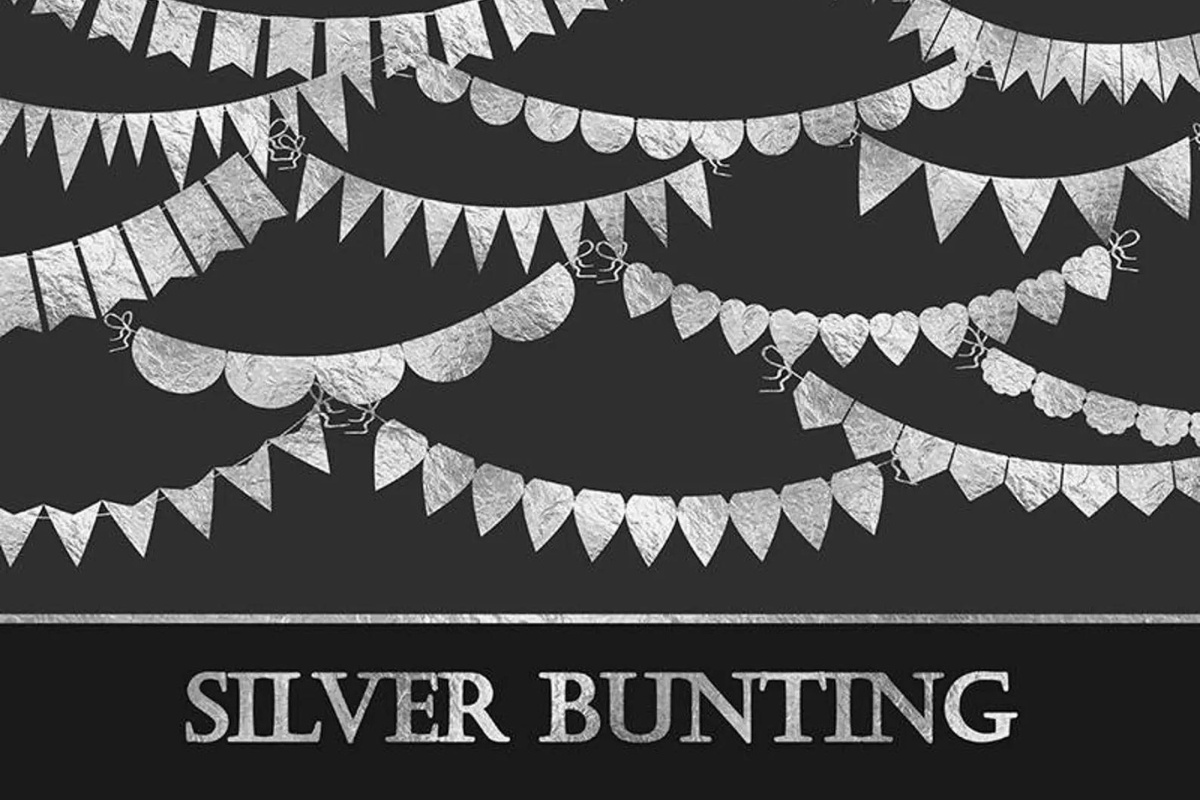 Silver Bunting Banner Digital Clipart