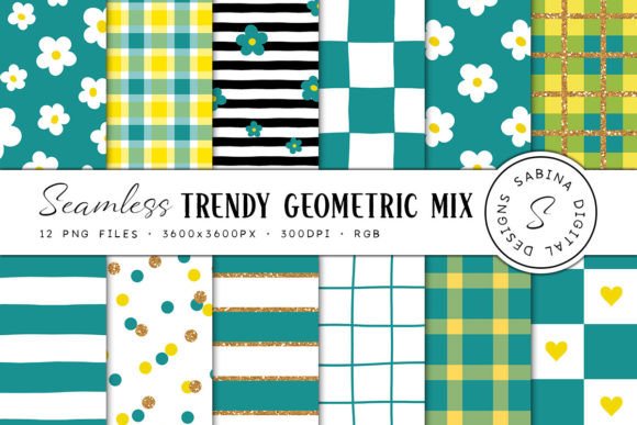 Turquoise & Yellow Seamless Patterns
