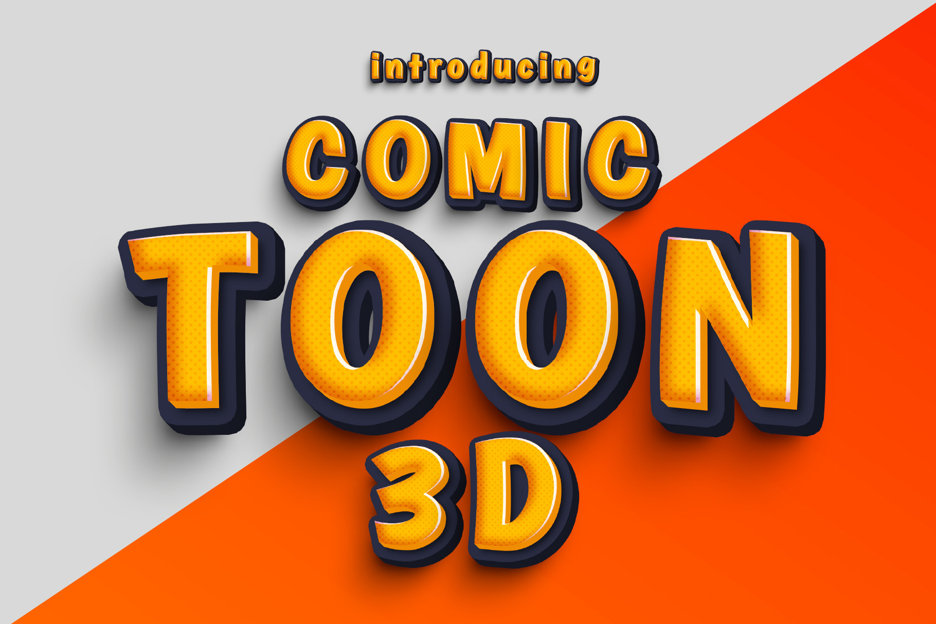Comic Toon 3D preview, comic cartoon color font