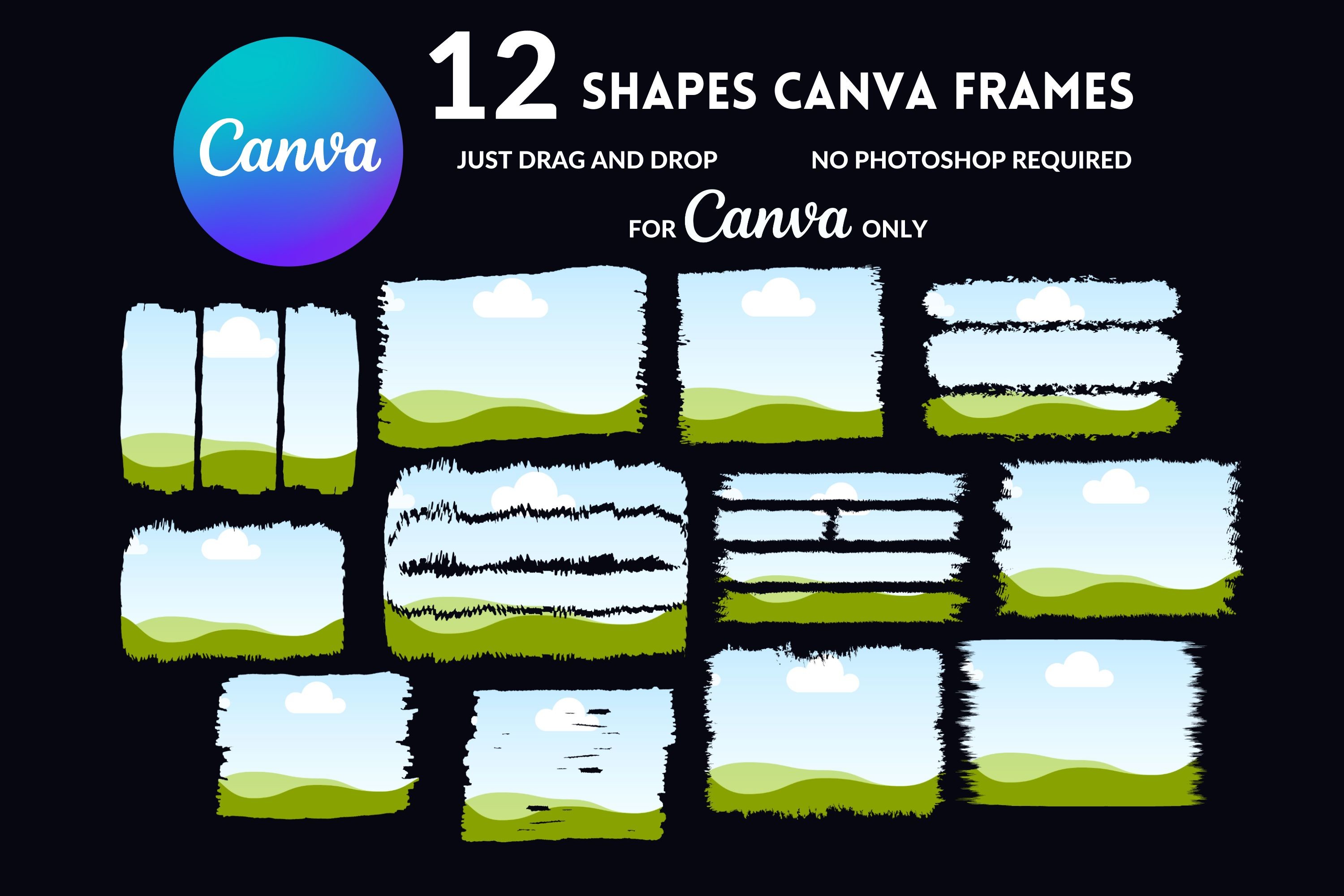 Editable Canva Frames, Grunge Background