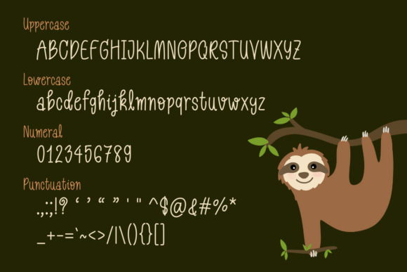 Lazy Sloth Font PNG with transparent background - Preview 1