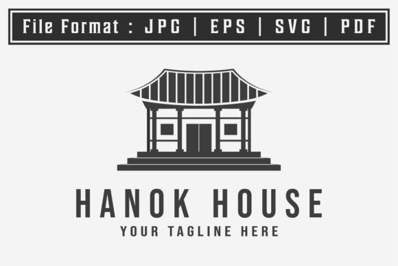 Vintage Korean Hanok Logo Vector Icon
