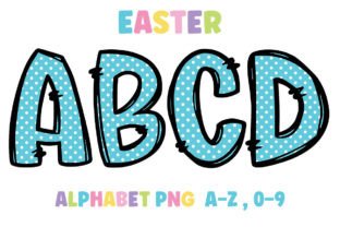 Easter Blue Pastel Alphabet Doodle Font Graphic by superdong_nu ...