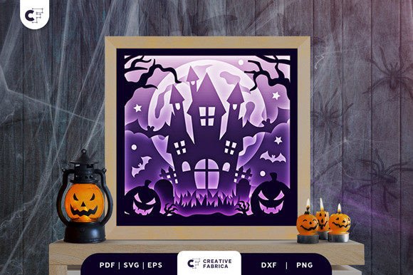 Halloween Castle 3D Shadow Box Paper Cut