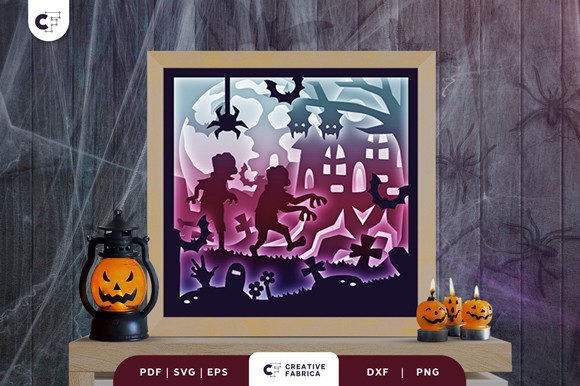 Halloween Castle 3D Shadow Box Paper Cut