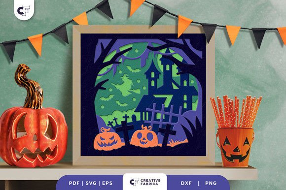 Halloween Graveyard 3D Layered Paper Cut