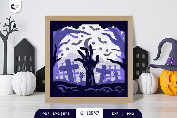Halloween Graveyard 3D Shadow Box