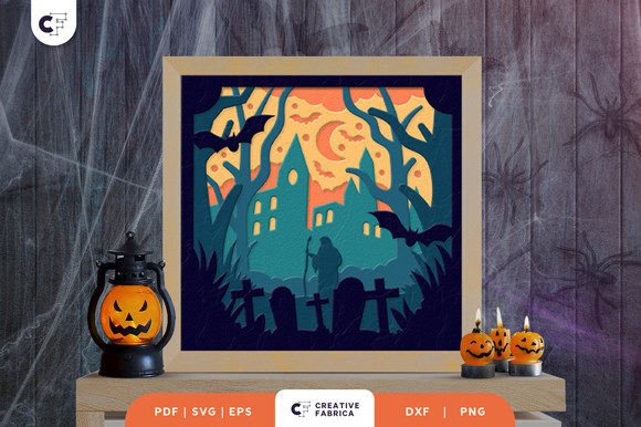 Halloween Graveyard Light Box Paper Cut