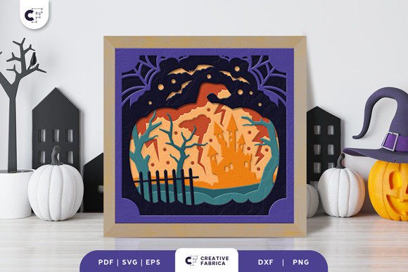 Halloween Scary Pumpkin 3D Shadow Box