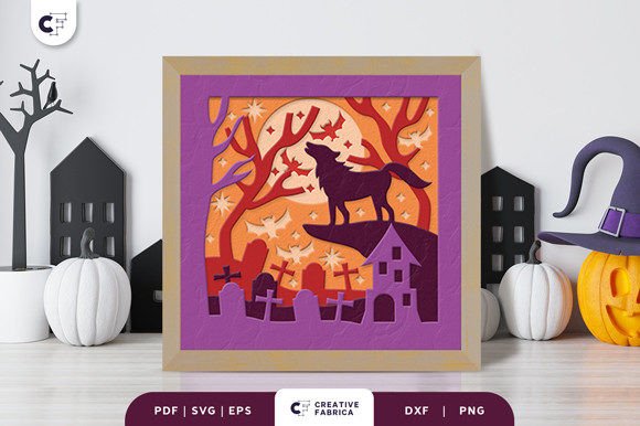 Halloween Wolf 3D Shadow Box SVG