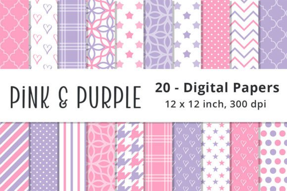Pink and Purple Digital Paper Patterns