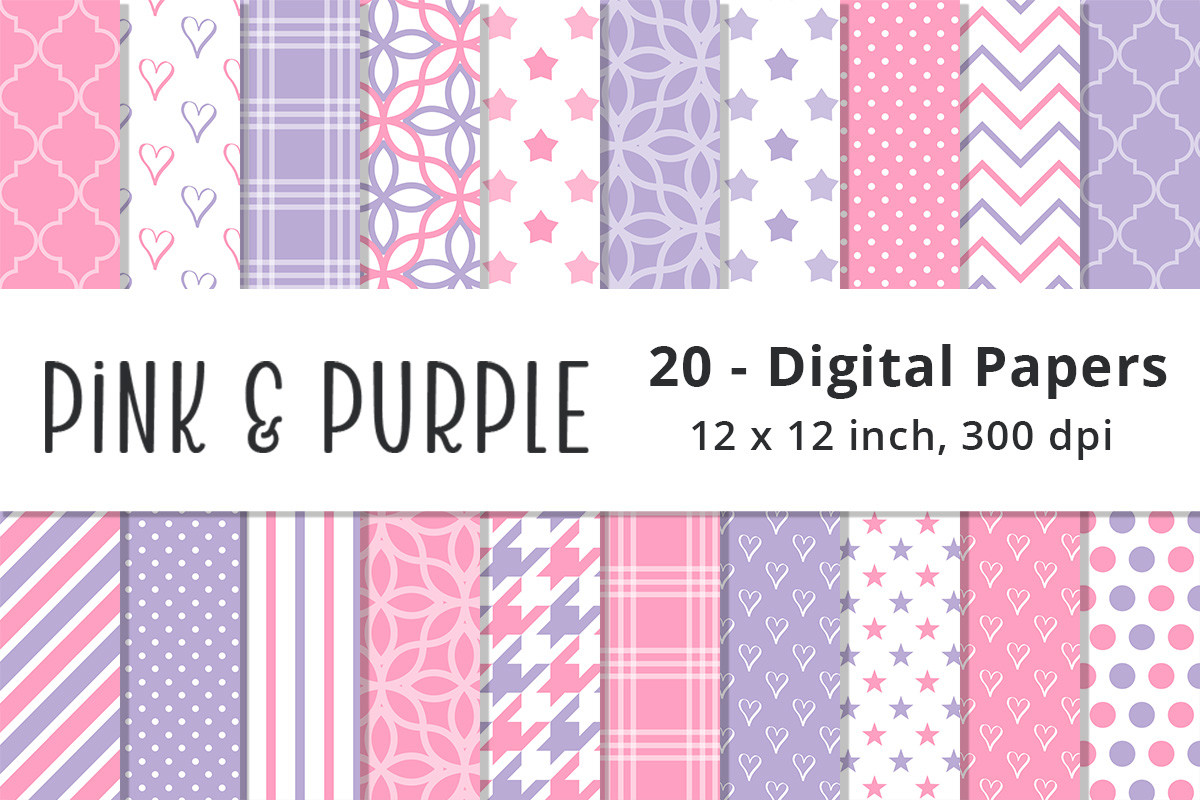 Pink and Purple Digital Paper Patterns