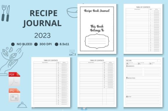 Recipe Journal Logbook Planner