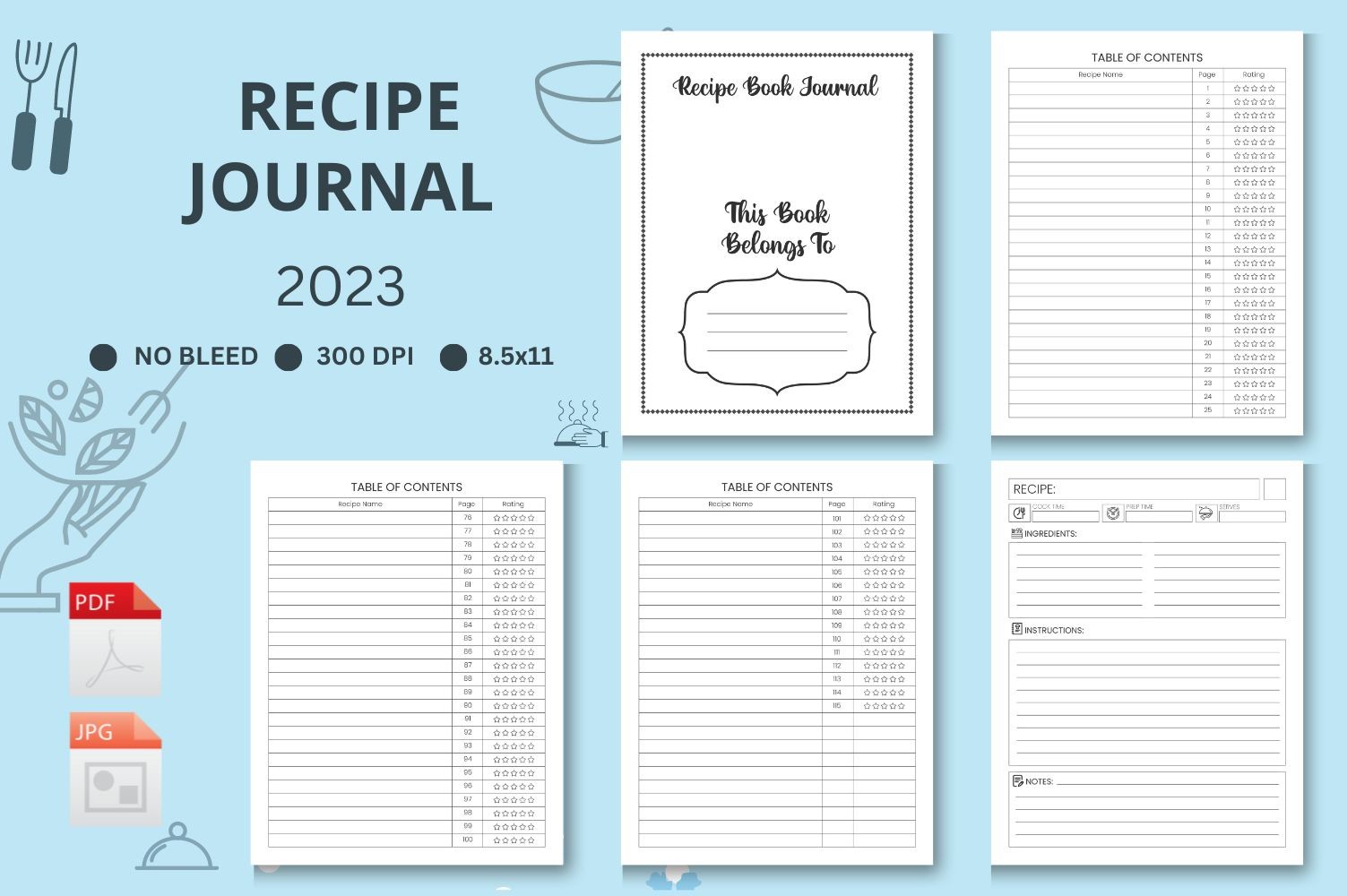 Recipe Journal Logbook Planner