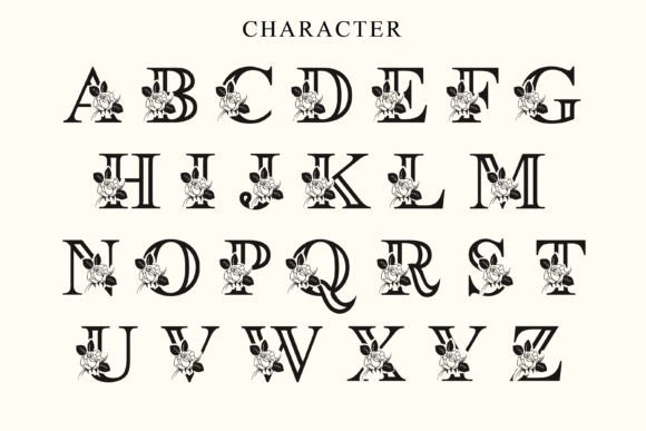 Rosera Monogram Font PNG with transparent background - Preview 5